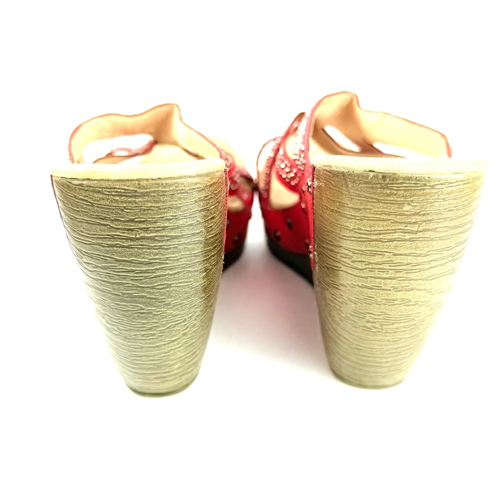 PATRIZIA by Spring Step ARISTOCRAT Studded Red Wedge Slide Sandals ~ Size 41 - Picture 4 of 13